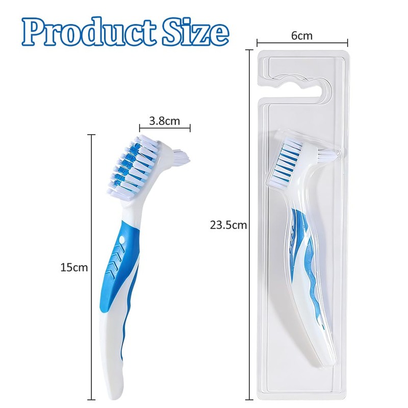 Denture Brushes Set of 2 with Double Bristle Head, Denture