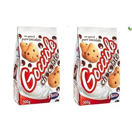 Pavesi: "Gocciole Chocolate" Biscuits with Chocolate drops , no palm oil - 17,6 Oz /500g , (Pack of 2)