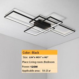 Vlastti LED Ceiling Light 3000K-7000K Flush Mount Luminaire Dimmable with Remote Control Chandelier for Living Room Dining Room Bedroom Kitchen (Black-VL17025-B-L)