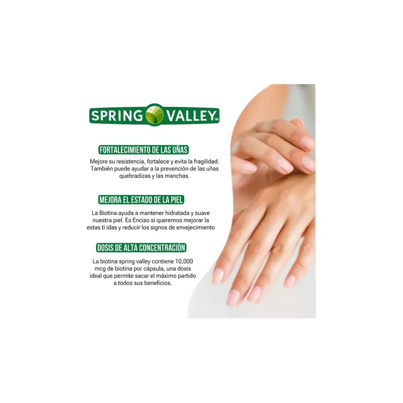 Biotina Premium Piel Cabello Uñas 10,000mcg 60 Caps