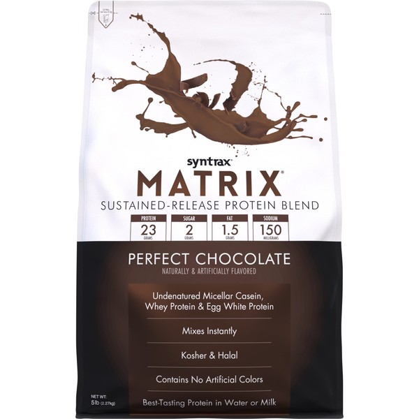Nashua Nutrition Syntrax - Matrix 5.0 - Perfect Chocolate - 5lb Bag - High Protein 23g - Low Fat - Low Carb - Low Sugar