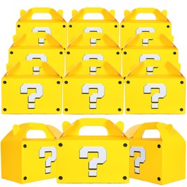 SQYHCF 24 Pcs Party Gift Boxes,Candy Boxes,Tote Boxes,Birthday Party Decor,Super Brothers Question Mark Themed,6.3 x 3.5 x 5.9 inches