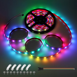 ALITOVE 16.4FT WS2812B Individually Addressable LED Strip Upgraded Adhesive RGB LED Tape Light Outdoor DIY 150 Pixels Waterproof IP67 5V (Power Supply and Controller Need to be Purchased Separately)