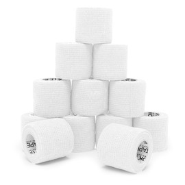 OK TAPE Self Adherent Bandages Wrap 12 Rolls, 2 Inches x 5 Yards, First Aid Tape, Elastic Self Adhesive Tape, Athletic, Sports wrap Tape, Bandage Wrap for Sports, Wrist - White