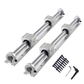 ANWOKIT Linear Rails and Bearings Kit, 2Pcs SBR20-2000mm Linear Guideway Rail with 4Pcs SBR20UU Bearing Block CNC Kit and 4Pcs 20mm Fixing Rings Linear Guide Rails for CNC Automated Machines