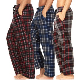 DARESAY - Pantalones de pijama a cuadros para hombre, pantalones de pijama de forro polar para hombre, pantalones de pijama para hombre con bolsillos y bragueta de botón (hasta la talla 3X), Pack-c (paquete de 3), 3X-Large