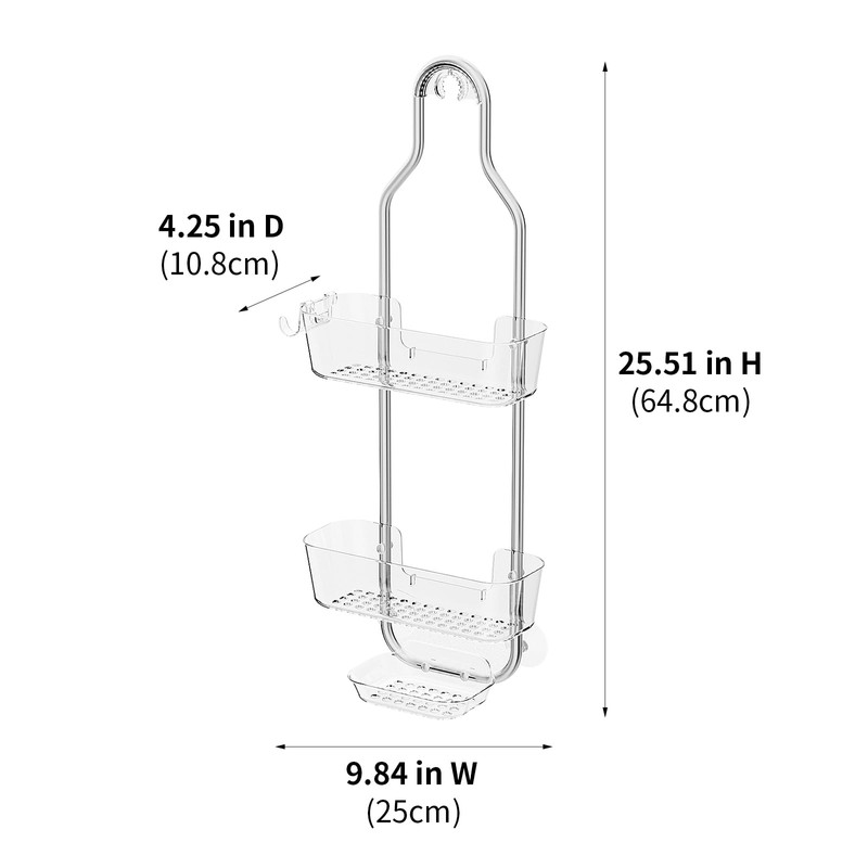 Ettori 3-Tier Shower Cubicle, Bathroom Organiser, Shelf Organiser, Chrome, Shower