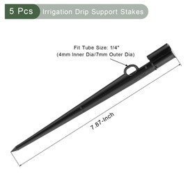 YOKIVE 5 Pcs Irrigation Drip Support Stakes, Connect 1/4" Tube Hose, Great for Garden, Lawn, Home (Black, 200mm)