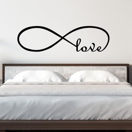 Love Quotes Wall Stickers for Bedroom: Inspirational Positive Vinyl Art Wall Decals for Home Living Room Bathroom - Love Infinity 25" X 7"