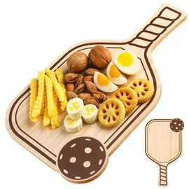 Hushee Charcuterie Board Wood Cutting Board 9.8 x 7.9 x 3.2 inch Paddle Shape Snack Tray with Handle Funny Gift for Women Men Sports Lovers Fans Party Favors Decorations