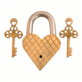 Purpledip Brass Padlock: Golden Heart (11001)