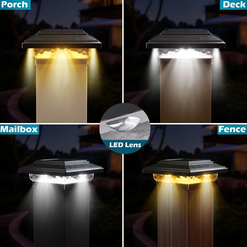 SIEDiNLAR 4x4 Solar Post Lights 50 Lumens 2 Modes, Post