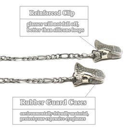 [Mimimelon] Stainless Steel Glasses Chain Glasses Glasses Strap Necklace for Men Face Mask Strap Holder Clip, c