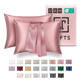 Tafts Silk Pillow Cases - 100% Pure Mulberry 6A Silk Pillowcase for Hair & Skin with Envelope Closure, Cooling, Natural, Organic, Double Sided (Pink, King 20"x36" 2pc)
