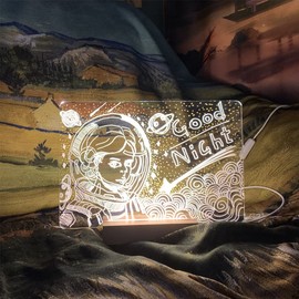 Dry Erase Board, 11.8 * 7.87" Acrylic Dry Erase boardX2，Acrylic Board with LED Light Holders, Planning Life, Show Personal Creative Ideas of The Acrylic Drawing Board (2 Pack White+Orange)