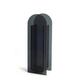Jarrón acrílico, centros de mesa de boda, decoración del hogar, florero en forma de arco de diseño moderno (negro)