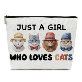 Cat Lover Gift Travel Cosmetic Bag, Cat Mother Gift Makeup Bag, Animal Lovers Gift, Cat Themed Gift, Cat Mom Mothers Day Gift, Cat Mom Stuff Cat Purse, Cat Gifts for Girl, Just A Girl Who Loves Cat