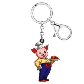RAIDIN Acrylic Cute Farm Animal Pig Keychain for Women Key Ring Gifts for Car Purse Bags Keys Pet Lovers Accessories (Blue)