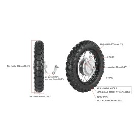 Unbranded 2.50-10 Front Rim Tire Wheel for Dirt Bike CRF50 PW50 TTR50 SSR 50cc XR CRF
