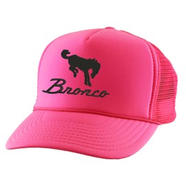 Bronco Trucker Hat Vintage Car Lover Embroidered Mesh Cap (Neon Pink)
