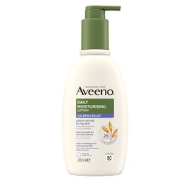 Aveeno Daily Moisturising Lotion Calming Relief, With Nourishing Oat & Calming Lavender Scent, 24 Hour Moisturisation, Calms Normal To Dry Skin, Fast Absorbing, Suitable For Sensitive Skin, 300ml
