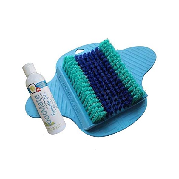 The FootMate System Foot Massager Scrubber w/ Rejuvenating Gel, Blue OPEN BOX