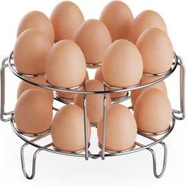 GSlife Egg Steamer Rack - Stainless Steel Trivet for 6, 8 Quart Pressure Cooker, Cooks 18 Eggs, Stackable Steaming Holders for Instant Pot Accessories, 2 Packs