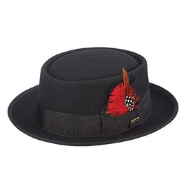 Scala Men's Wool Felt Porkpie Hat, Black, Large
