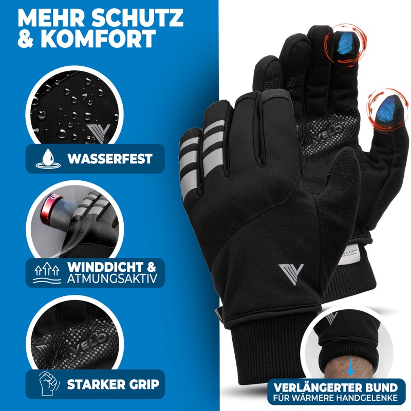 MIVELO Cycling Gloves with Thermal Fleece, Waterproof & Windproof Gloves,