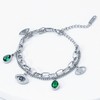 Double Layer Evil Eye Charm Bracelet, Waterproof Stainless Steel, Razzberry
