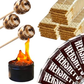 FireStix Portable Bonfire with 112 Piece S'Mores Kit - No Fire Pit Needed - Make Up to 24 S'Mores - Includes Table Top Mini Bonfire, Roasting Sticks, Chocolate, Graham Crackers, and Marshmallows