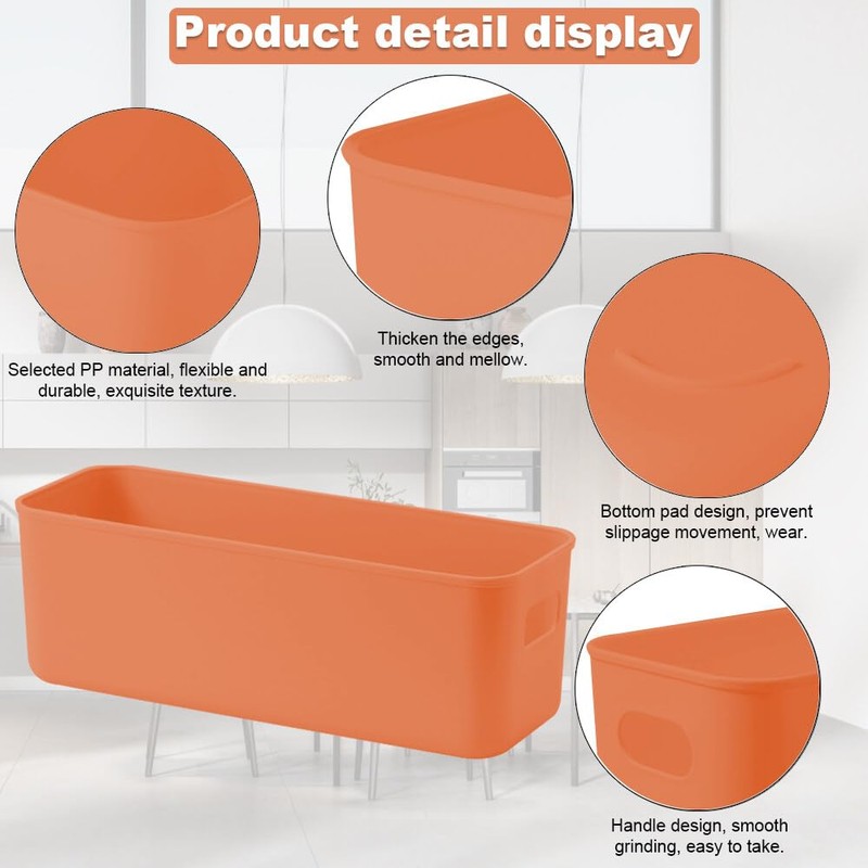 GmeDhc 4PCS Thick Plastic Storage Basket, Rectangular Storage Boxes, Storage