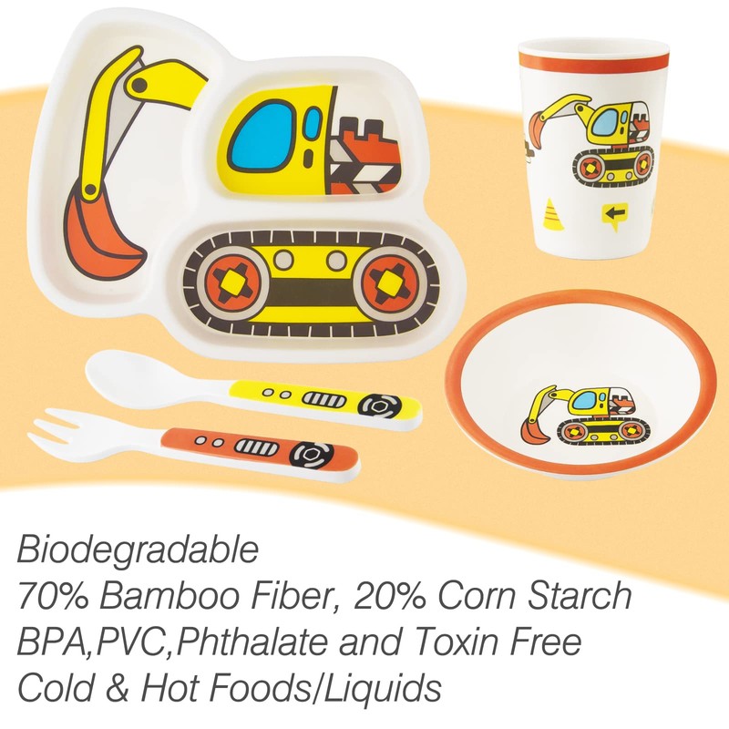 Kids Tableware Set, Included Plate Bowl Cup Fork and Spoon