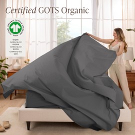 Bare Home 100% Organic Cotton King Sheet Set - Crisp Percale Weave - Lightweight & Breathable - Bedding Sheets & Pillowcases (King, Grey)