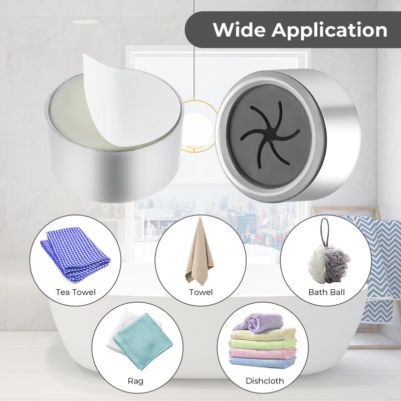 Prasacco 6 Pcs Self Adhesive Dish Towel Holder - Round