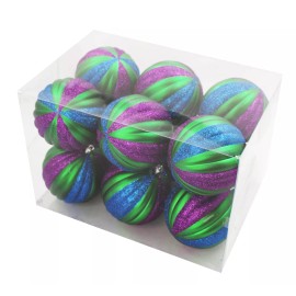 Unbranded 12 Pack Blue Purple and Green Assorted Ball Ornaments