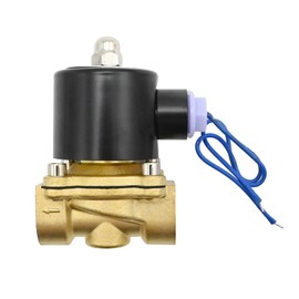 DUZFOREI 2W200-20 3/4 Inch Brass Pneumatic Electric Solenoid Valve, 12V 24V 110V Dual High Coil Normally Closed for Water, High-Turn Coil