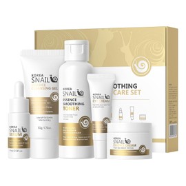 Kit de Cuidado Facial Beaubase de Esencia de Caracol, Set Hidratante 5 Pzas con Gel Limpiador, Tónico, Sérum, Crema para Ojos y Crema Facial, Rutina