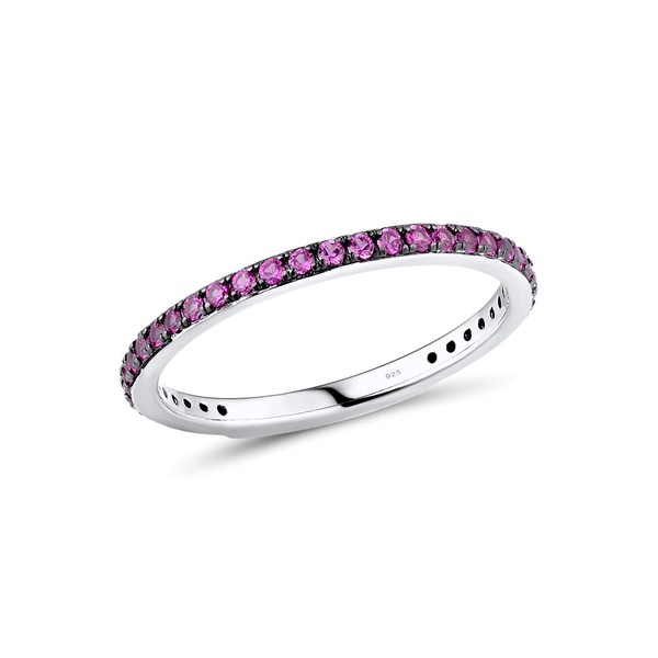 Santuzza 925 Sterling Silver Stackable Ring Created Ruby Engagement Wedding