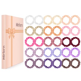 Mirlern 30 Pcs Small Scrunchies for Women Girls, No Damage Hair Accessories Ponytail Holders, Elastic Soft Rubber Bands for Thick Thin Hair (Pink & Purple Colors)