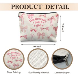 Likjad Coquette Pink Bow Makeup Bag, Preppy Bow Cosmetic Bags for Women, Girly Pink Makeup Pouch, Coquette Stuff, Trendy Preppy Bowknot Zipper Pouch