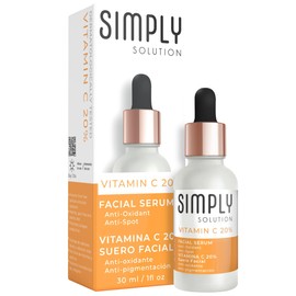 Simply Solution Suero Facial con Vitamina C 20%, Antioxidante, Anti-manchas, Iluminador, 30 ml