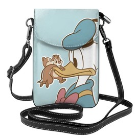 Donald Duck Smartphone Pouch, Women's, Genuine Leather, Shoulder Bag, Men's, Thin, Lightweight, Smartphone Pochette, Popular, Cute, Wallet, Mini Pouch, Crossbody Bag, Height 7.6 x Width 4.9 x