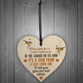 RED OCEAN Robin Redbreast Memorial Bereavement Family Friend Nan Mum Dad Hanging Plaque Grave Gift Sign
