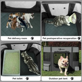 Dog Playpen,Cat Pet Puppy Pen,Portable Playpens For Dogs Indoor Outdoor Travel Camping Use,Foldable Dog Kennel Tent Crate for Rabbit Small Animals with Carrying Case and Tent Stakes (Dark Grey, Small)