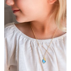 Me&Hz 14K Gold Filled March Birthstone Necklace Dainty Initial E Pendant Aquamarine Necklace for Women Aqua Blue Crystal Birth Stone Necklaces Mother March Birthday Gift