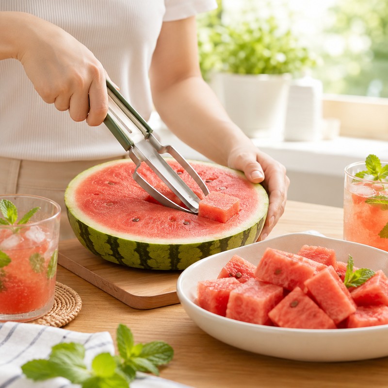 3-in-1 Watermelon Slicer Tool for Easy Serving – Stainless Steel