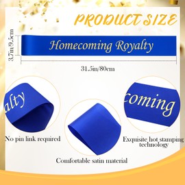Lyrow 6 Pcs Homecoming Royalty Sashes Satin Sash with Gold Imprint for High School Dance King, Homecoming Court Prom Coronation 2026 Graduation Party Cosplay(Blue)