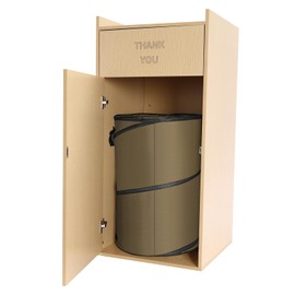 YIPONYT Laminate Wood Commercial, Grade Trash Receptacle with Tray Top, Wooden Trash Can for Self-Service Restaurant Trash Bin Cabinet W/Tray Rack 40Gallon Freestanding (Oak)