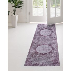 Unique Loom Yara Collection Area Rug - Nayer (2' x 5' 1" Runner, Pink Ivory/ Gray)